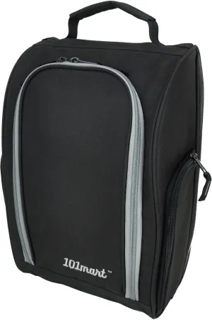 Golf Shoe Bag Men & Women | Zippered Sport & Travel Shoe Carrier Bag with Ventilation & Side Pockets for Accessories | Great Gift for Golfers (Black)