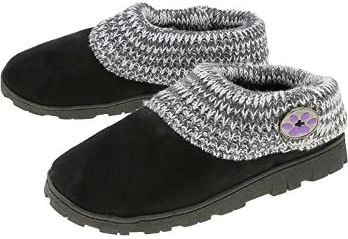 GreaterGood Purple Paw Comfy Clog Slippers Gifts for Women Mom Ladies Soft Knit Plush Lining Durable Indoor Outdoor Sole Cozy Animal Lover Footwear
