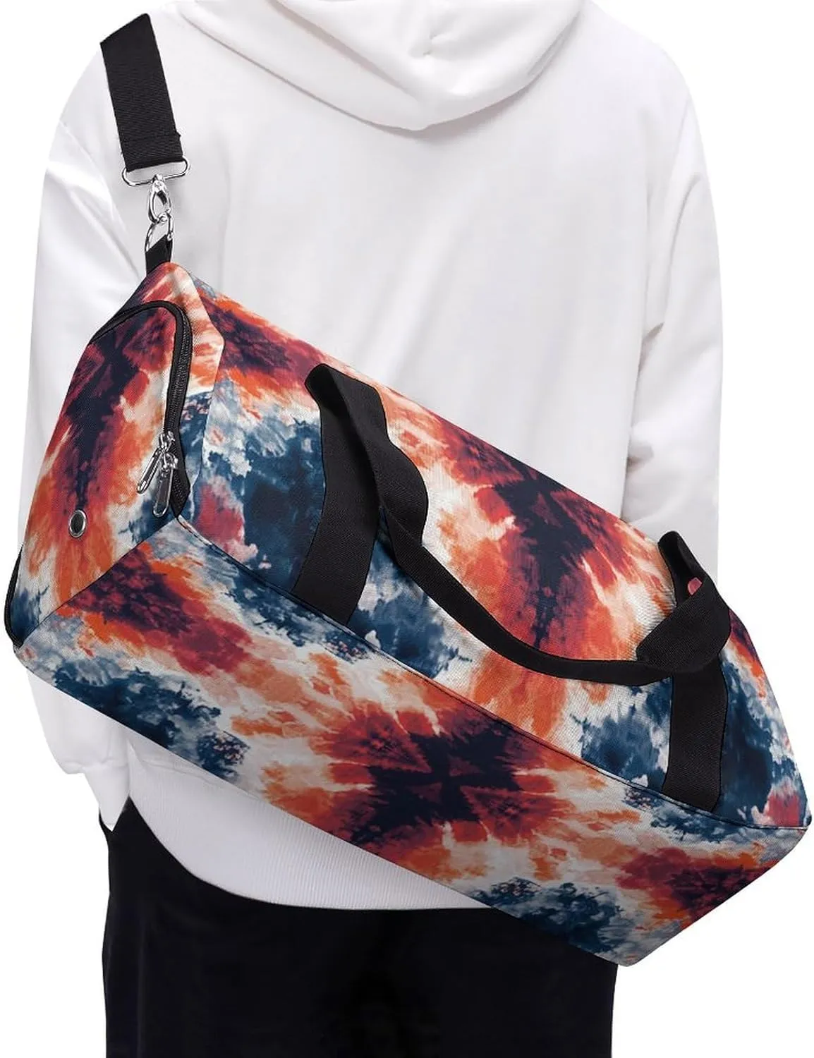Grunge Tie Dye Pattern Fitness Large Gym Bag for Unisex with Shoe Compartment & Wet Pocket