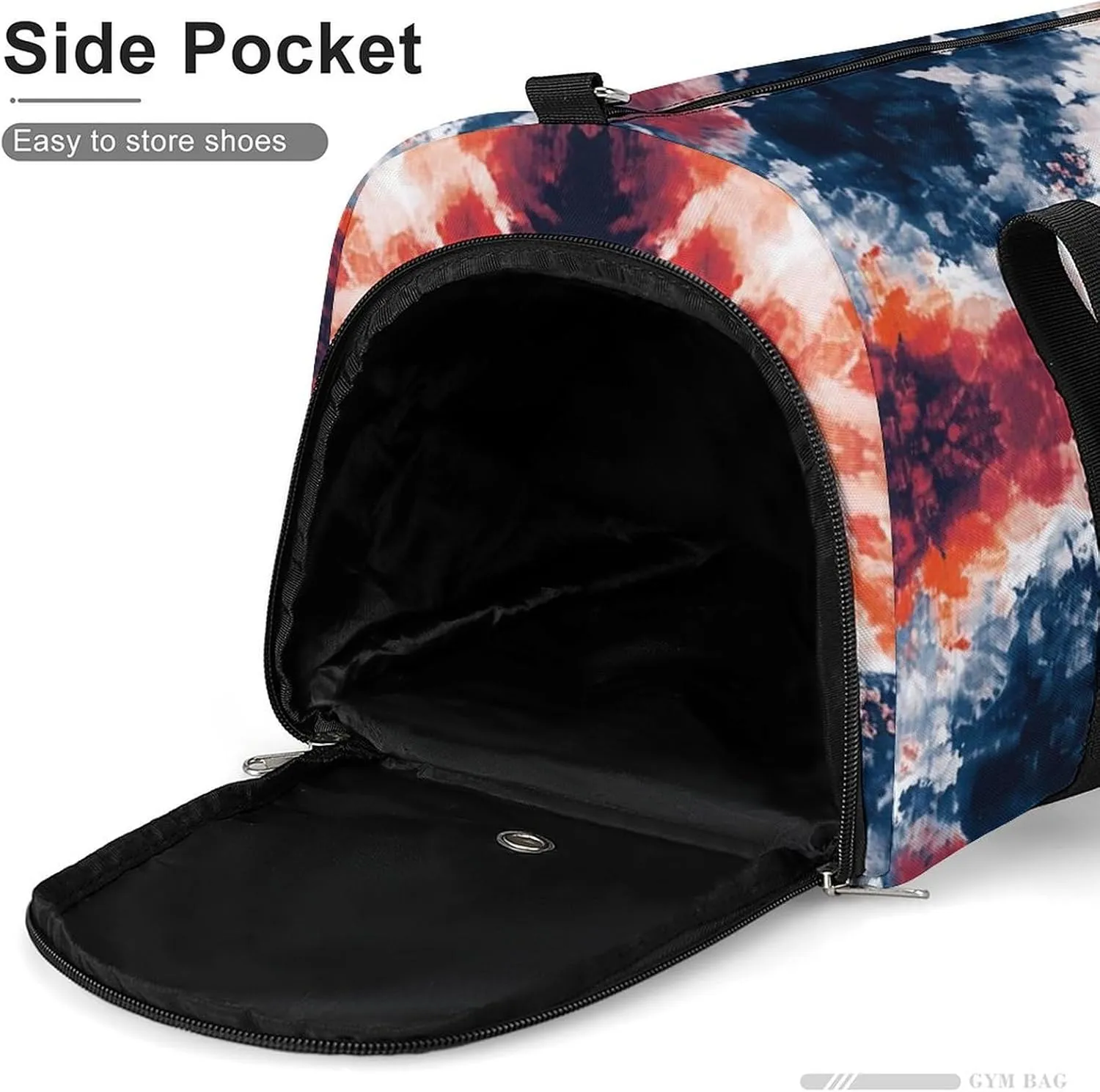 Grunge Tie Dye Pattern Fitness Large Gym Bag for Unisex with Shoe Compartment & Wet Pocket