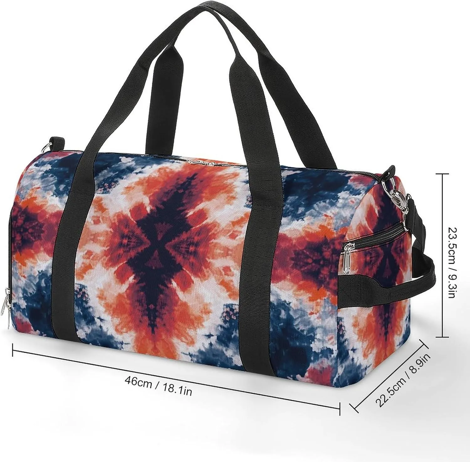 Grunge Tie Dye Pattern Fitness Large Gym Bag for Unisex with Shoe Compartment & Wet Pocket