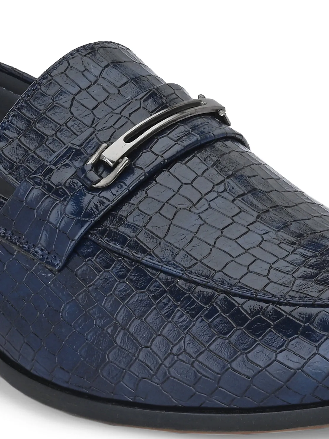 Guava Men's Blue Croco Textured Slip On Formal Shoes (GV15JA852)