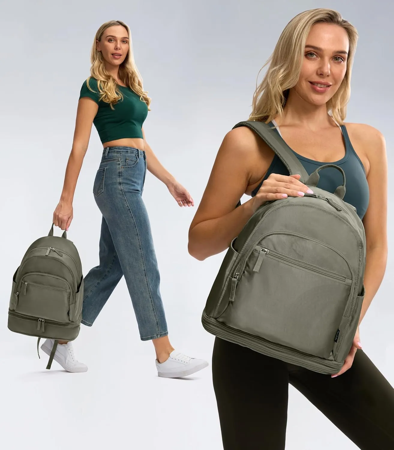 Gym Backpack for Women Small Gym bag with Expandable Shoe Compartment Waterproof Travel Backpack 26L