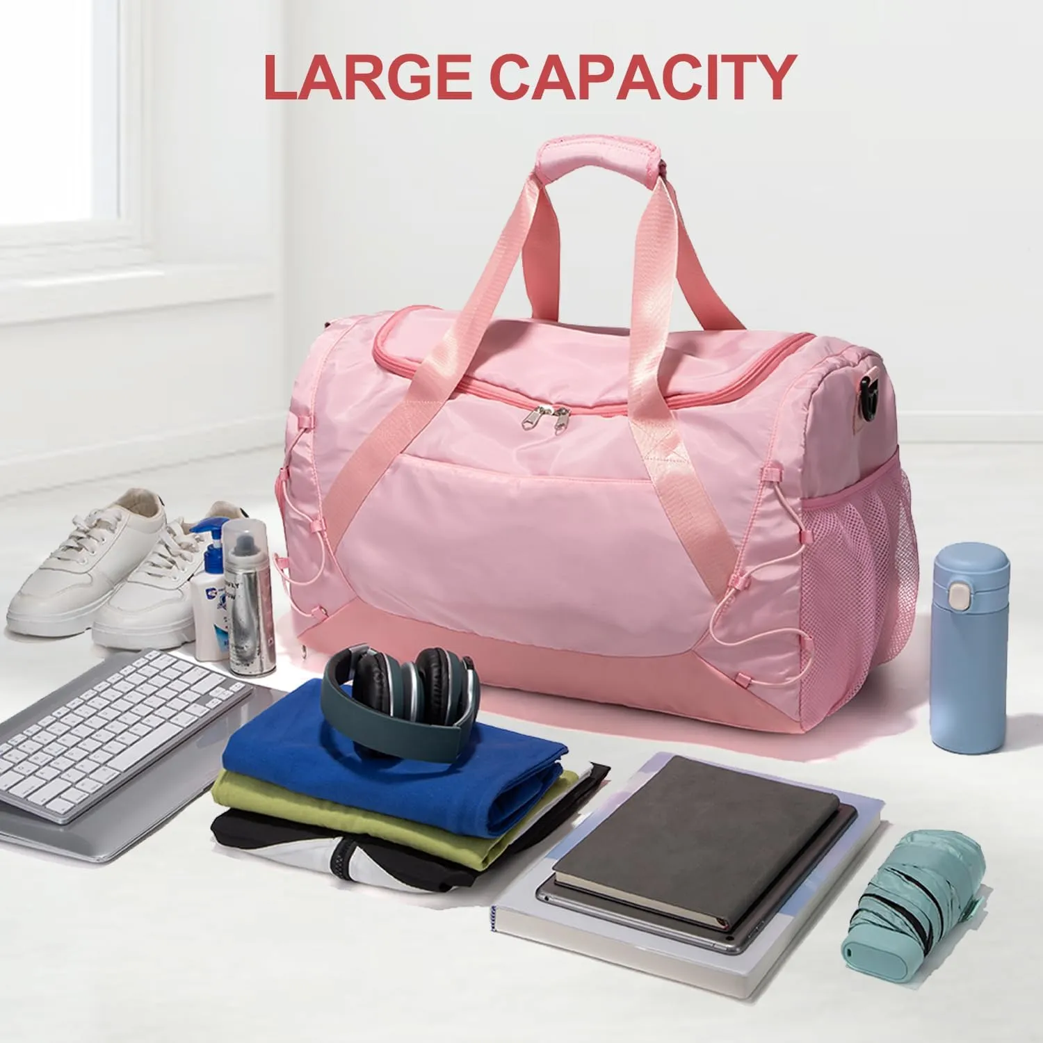 Gym Bag 36L Large Travel Duffel Bag For Men&Women Water-Resistant Sport Bags With Shoes Compartment Wet Pocket Heavy Duty Weekender Overnight Carry On Bag For Gym, Yoga, Swim, Travel