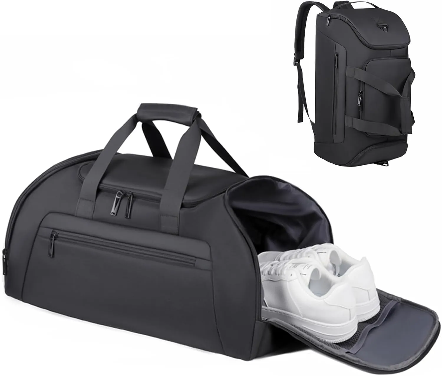 Gym Bag for Men, 40L Sports Travel Duffel Bag with Shoe Compartment & Wet Pocket, Gym Workout Backpack Carry On Weekender Bag Overnight Backpack for Travel, Black