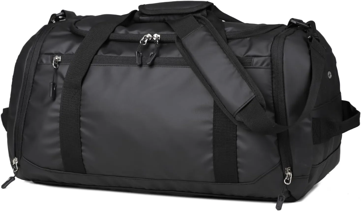 Gym Bag for Men Women, Large Sports Travel Duffle Bag with Wet Pocket & Shoe Compartment, 35L Waterproof Lightweight Carry On Overnight Weekender Bag for Workout, Fitness, Business - Leather Black
