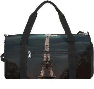 Gym Bag for Men Women Travel Duffle Bag Lightweight Weekender Duffel Bag Full Moon Paris Eiffel Tower Carry on Bag