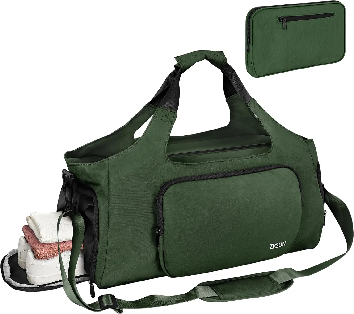 Gym Bags for Men Women, Sports Duffle Bag, Travel Gym Bag with Shoes Compartment and Wet Pocket, Foldable, Lightweight for Travel, Gym, Yoga