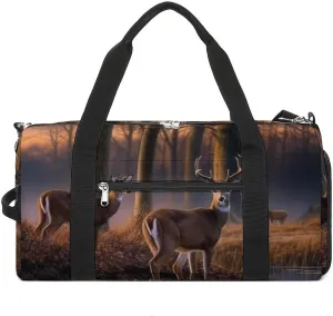Gym Bags for Men Women Travel Duffle Bag Nature Wild Animal Deers Lightweight Carryon Gymbag Sports Bag for Travel