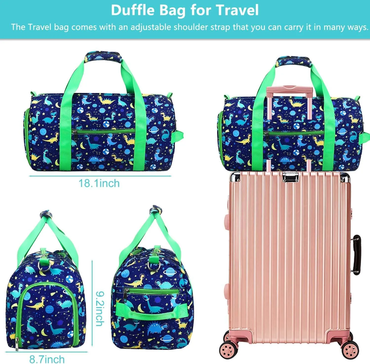 Gym Travel Duffle Bag for Girls - Gymnastics Sports Dance Bag with Shoe Compartment & Wet Pocket Panda Kids Travel Bag Teens Weekender Sleepover Carry On Bag