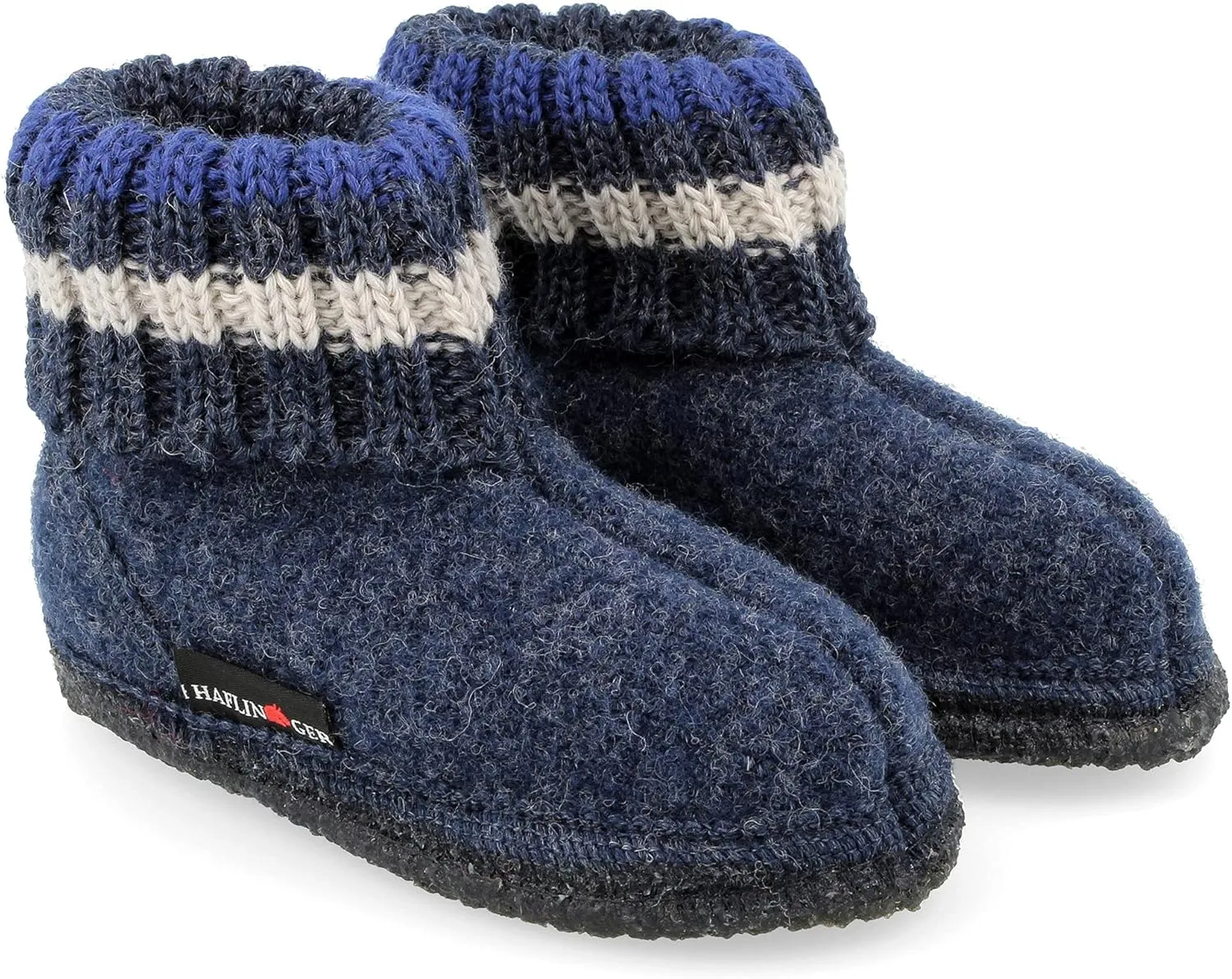 HAFLINGER Paul German Cottage Slippers with Collar Pure Wool Unisex