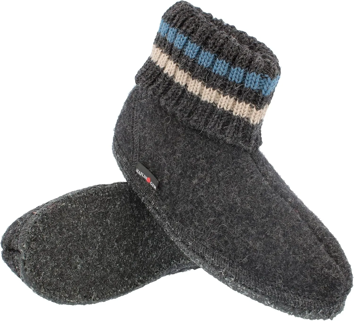 HAFLINGER Paul German Cottage Slippers with Collar Pure Wool Unisex