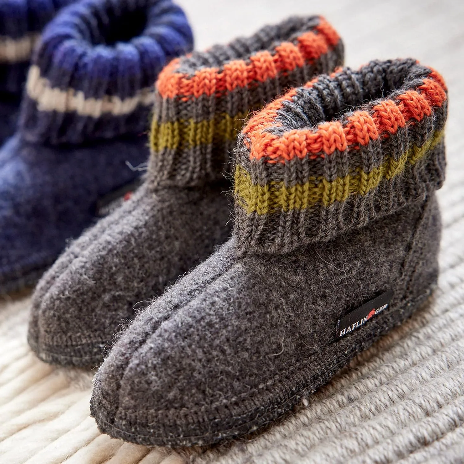 HAFLINGER Paul German Cottage Slippers with Collar Pure Wool Unisex