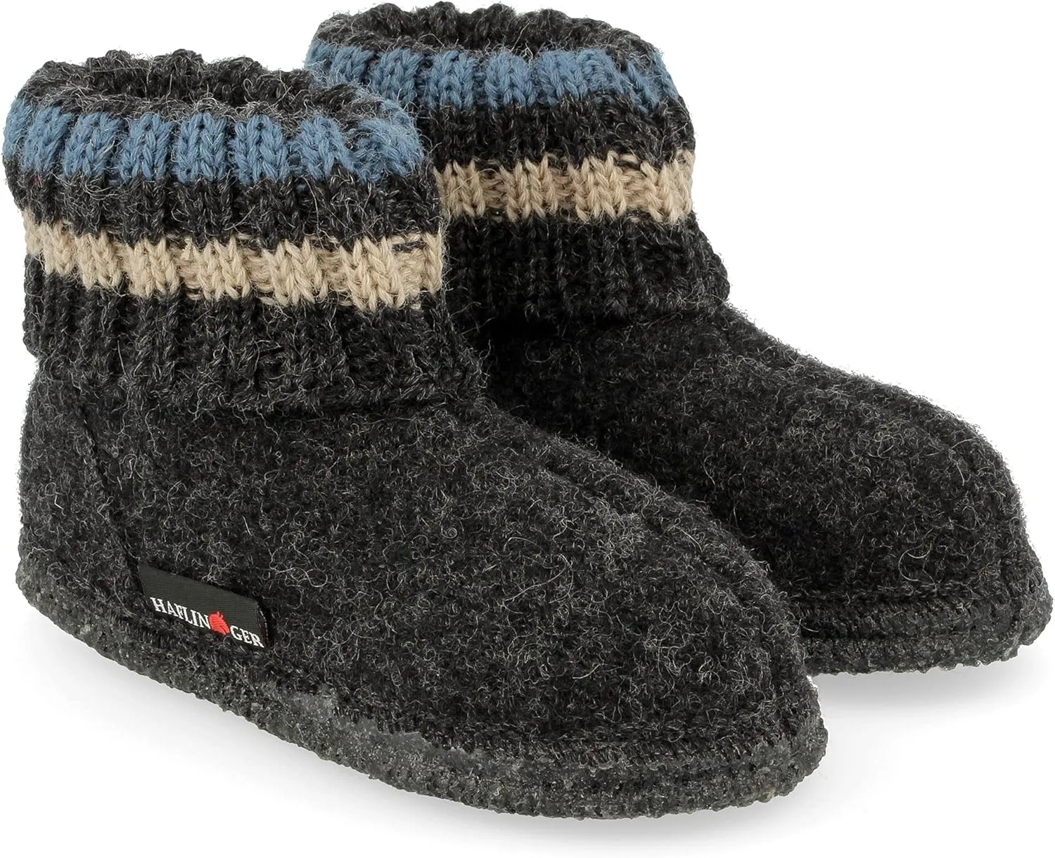 HAFLINGER Paul German Cottage Slippers with Collar Pure Wool Unisex