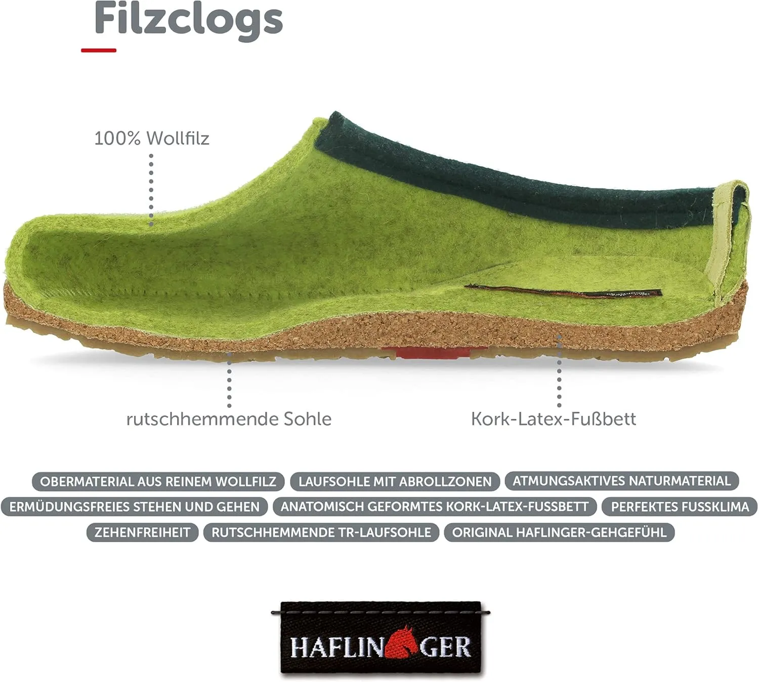 HAFLINGER Women's GZL Trimmed Wool Clogs