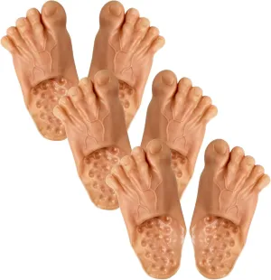 Handepo 3 Pairs Funny Bare Feet Slippers Christmas Gift Realistic Funny Shoes Cover Barefoot Big Toe Slippers Fake Christmas Halloween Costume Accessories for Adults Women Men
