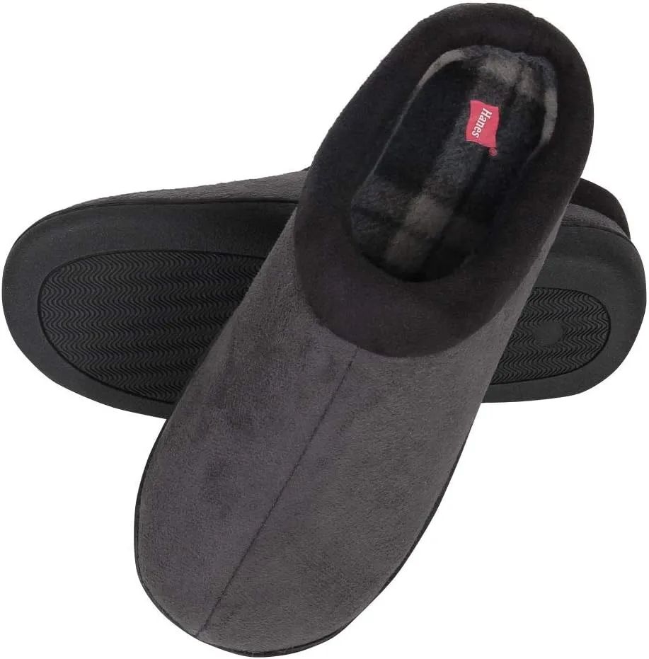 Hanes Men's Memory Foam Indoor Outdoor Microsuede Clog Slipper Shoe with Fresh Iq