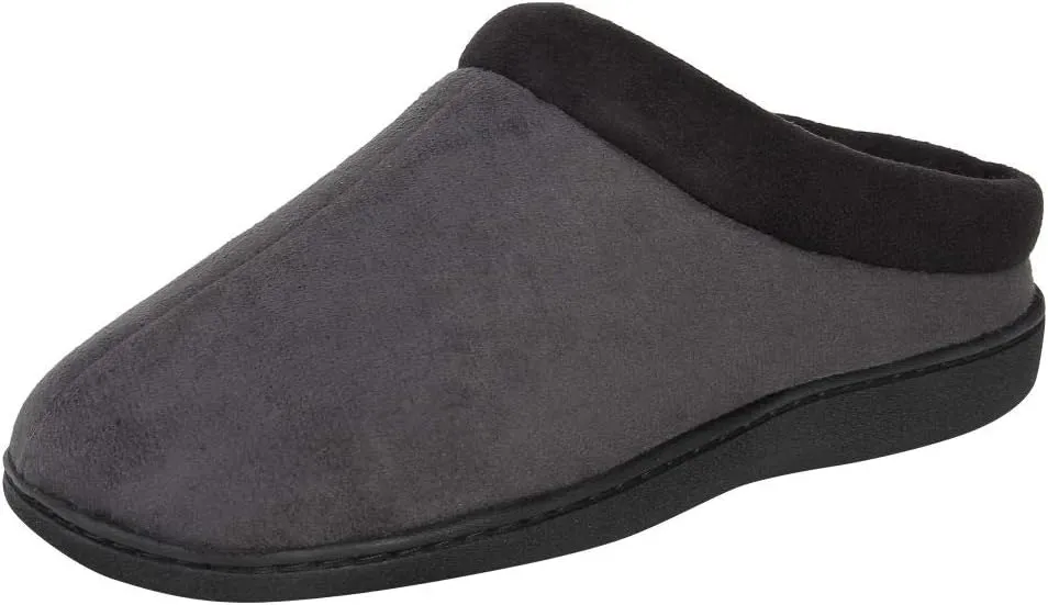 Hanes Men's Memory Foam Indoor Outdoor Microsuede Clog Slipper Shoe with Fresh Iq