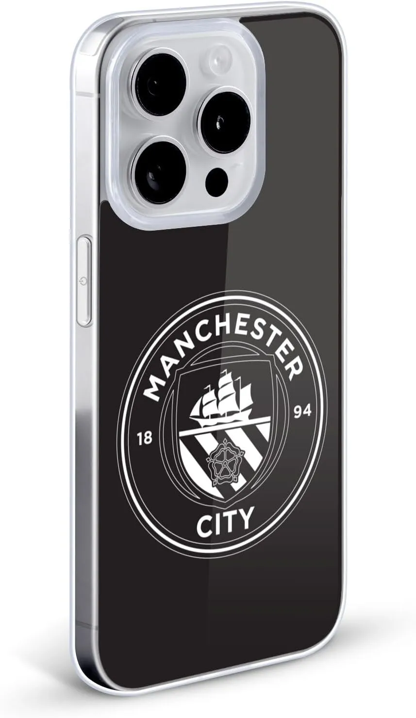 Head Case Designs Officially Licensed Manchester City Man City FC Black White Mono Badge Soft Gel Case Compatible with Apple iPhone 7/8 / SE 2020 & 2022