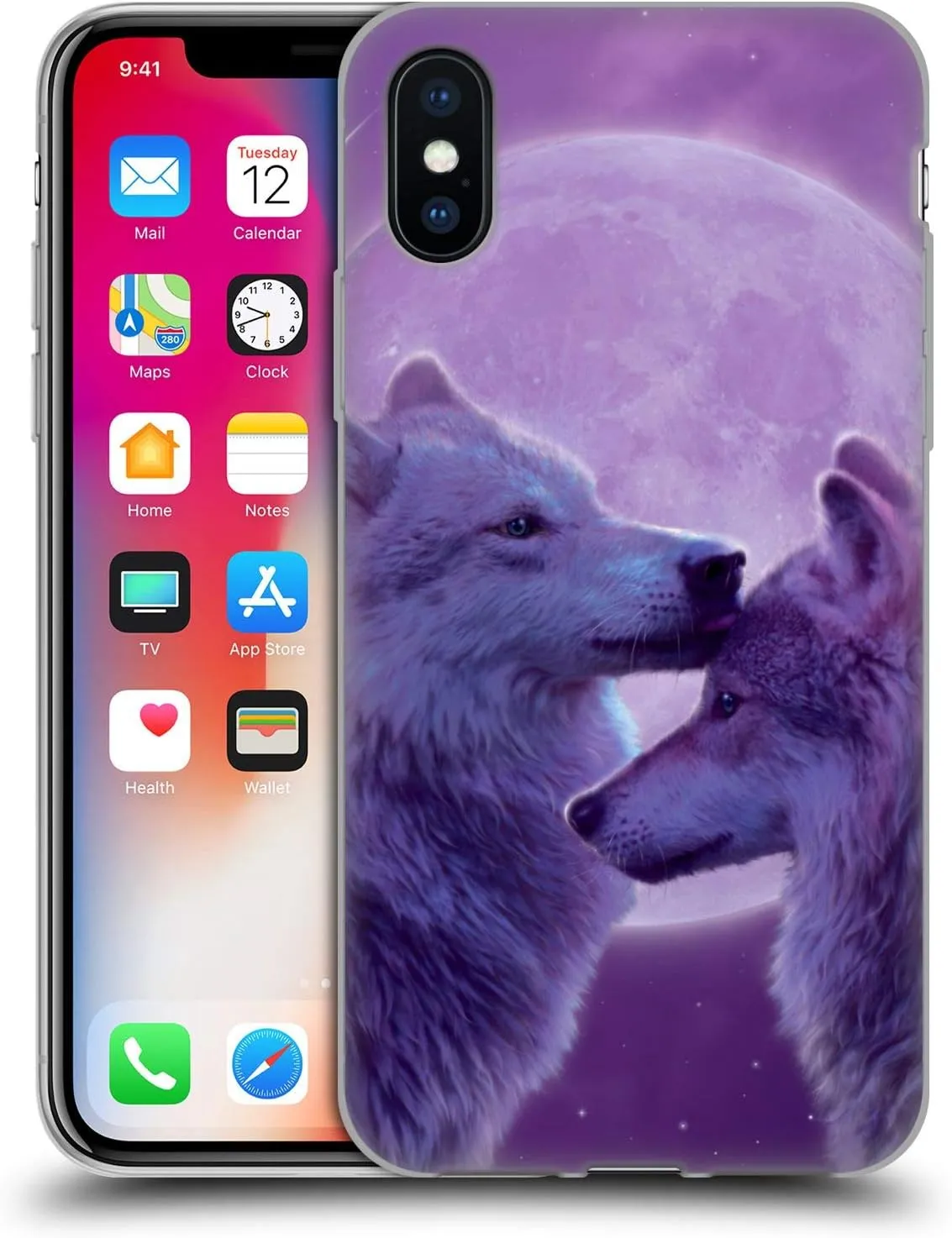 Head Case Designs Officially Licensed Vincent HIE Loving Wolves Canidae Soft Gel Case Compatible with Apple iPhone X/iPhone Xs