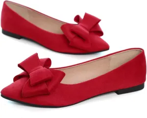 Hee grand Flats for Women Dressy Pointy Toe Ballet Flats Lightweight Foldable Slip on Loafers Soft Leather Comfortable Work Flats