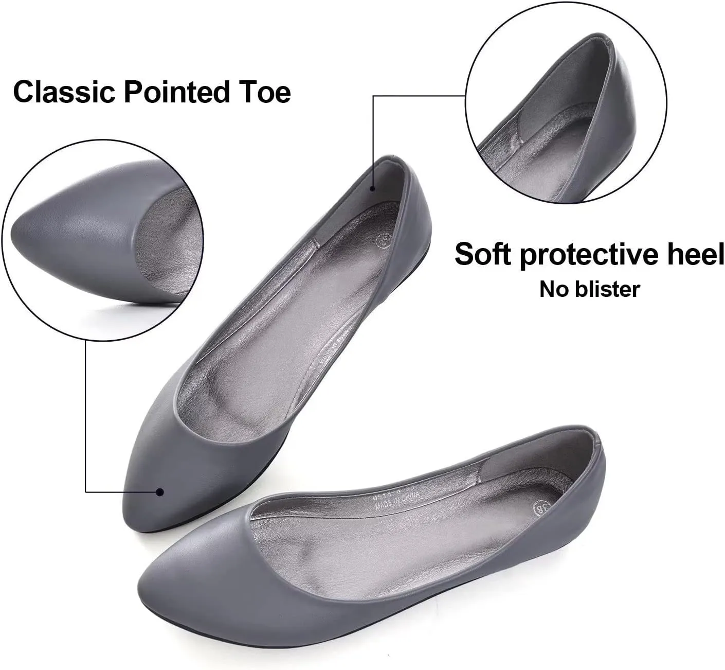 Hee grand Flats for Women Dressy Pointy Toe Ballet Flats Lightweight Foldable Slip on Loafers Soft Leather Comfortable Work Flats
