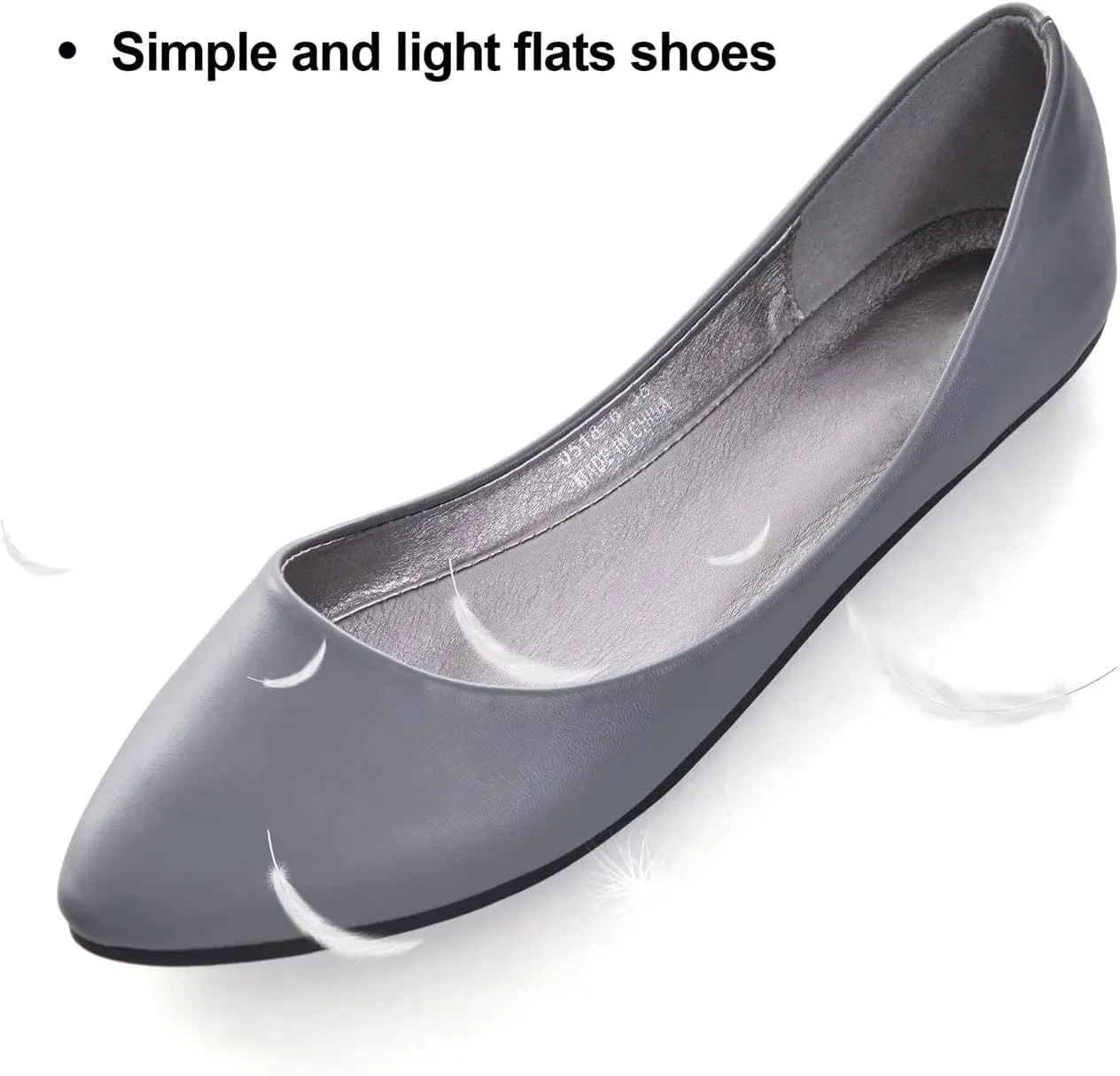 Hee grand Flats for Women Dressy Pointy Toe Ballet Flats Lightweight Foldable Slip on Loafers Soft Leather Comfortable Work Flats