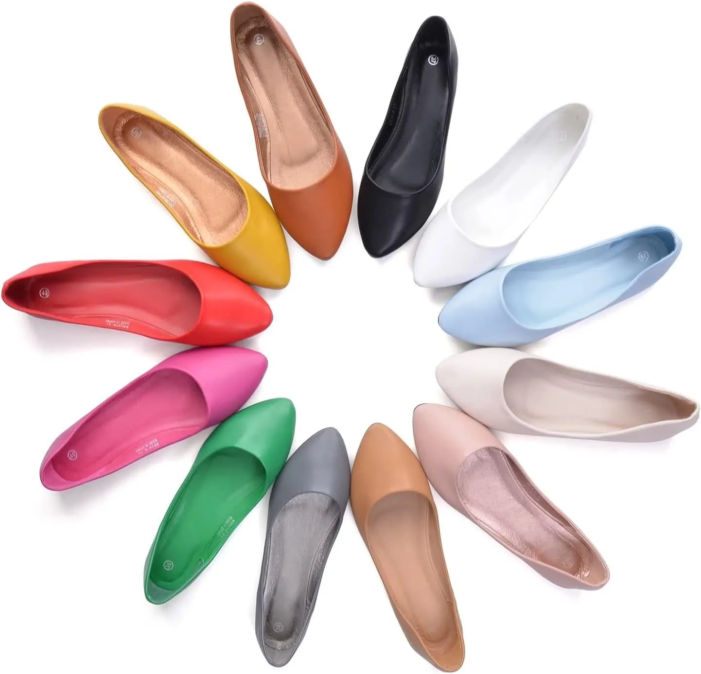 Hee grand Flats for Women Dressy Pointy Toe Ballet Flats Lightweight Foldable Slip on Loafers Soft Leather Comfortable Work Flats
