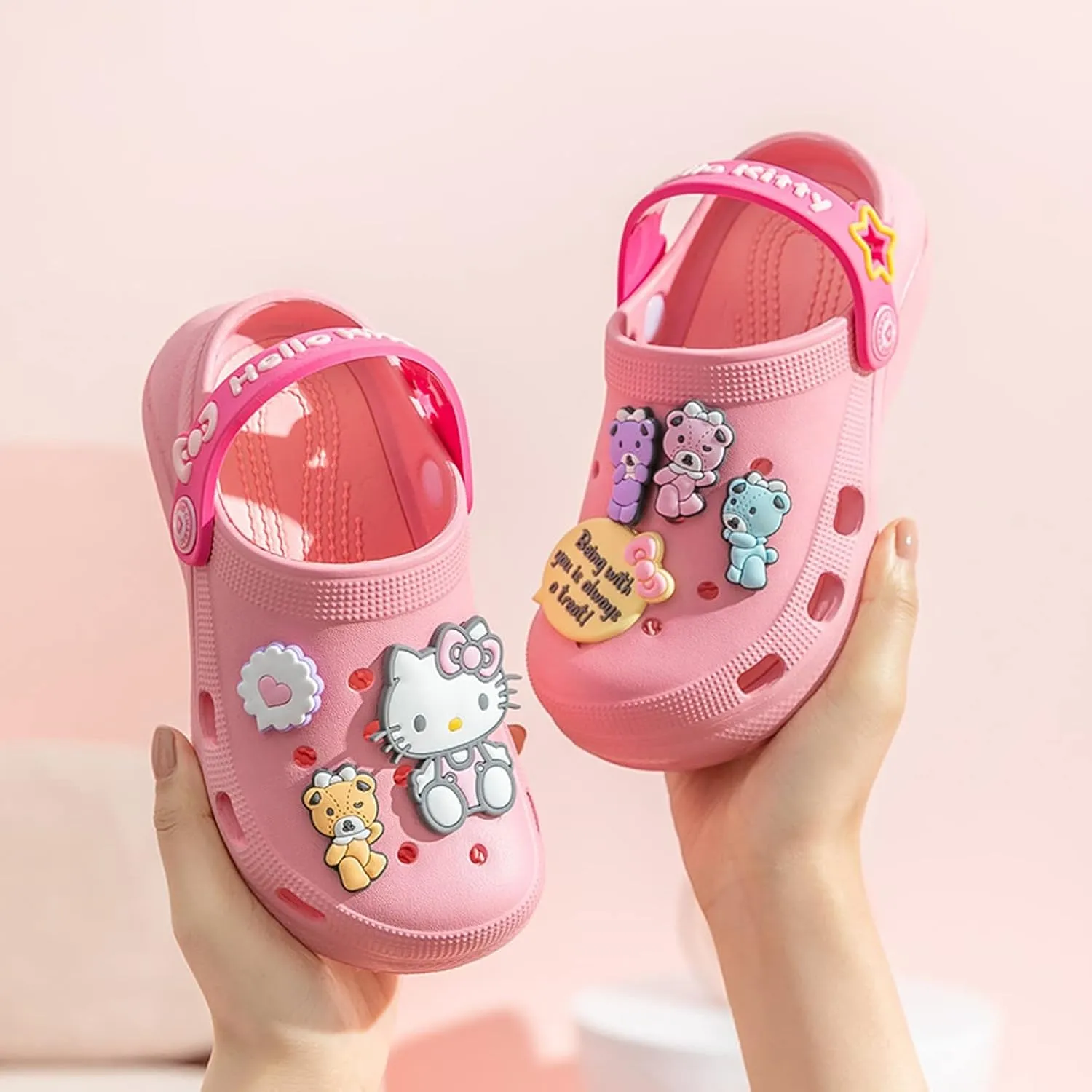 Hello Kitty Bears Clogs Slip on Water Shoes Casual Summer for Girls Toddlers Kids Children