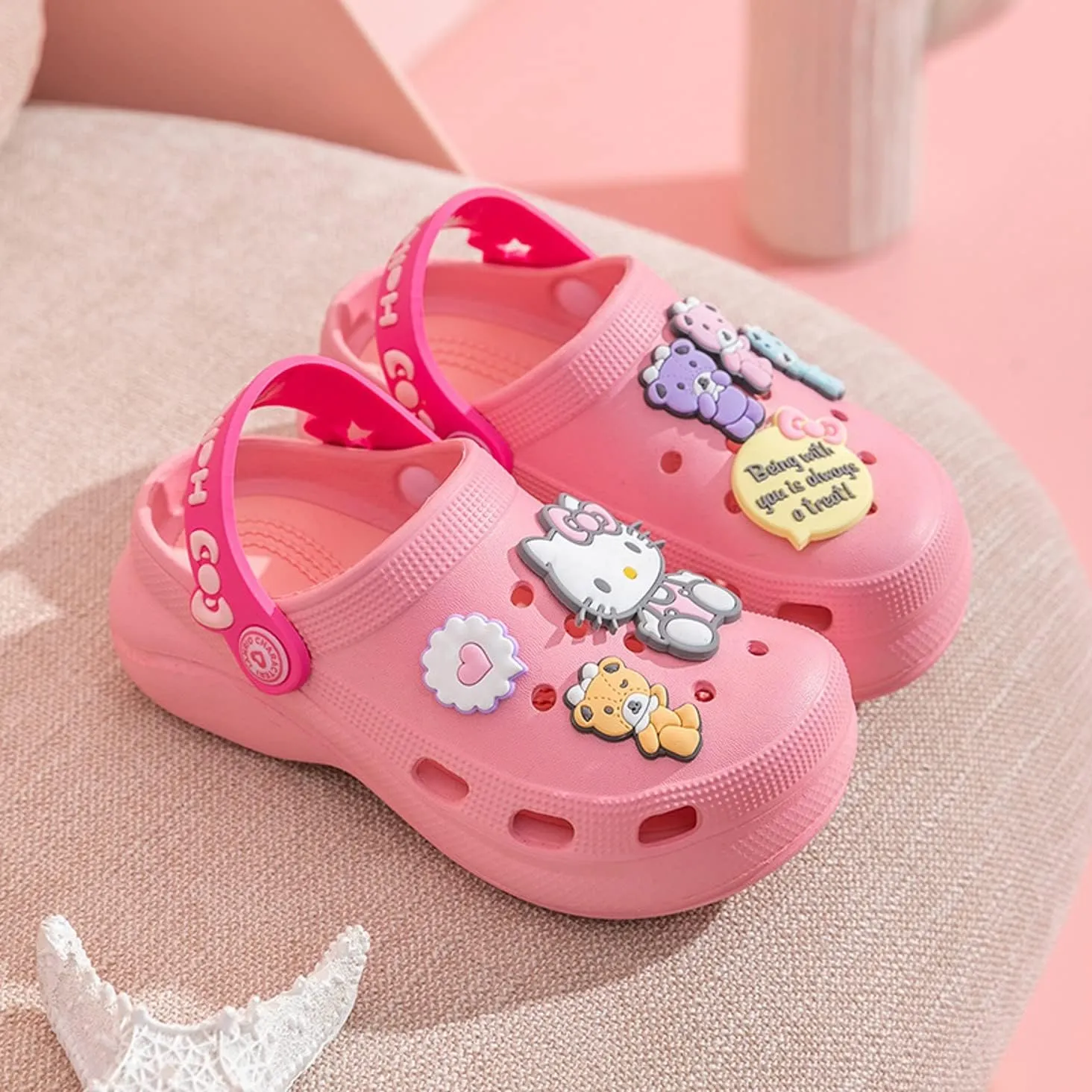 Hello Kitty Bears Clogs Slip on Water Shoes Casual Summer for Girls Toddlers Kids Children
