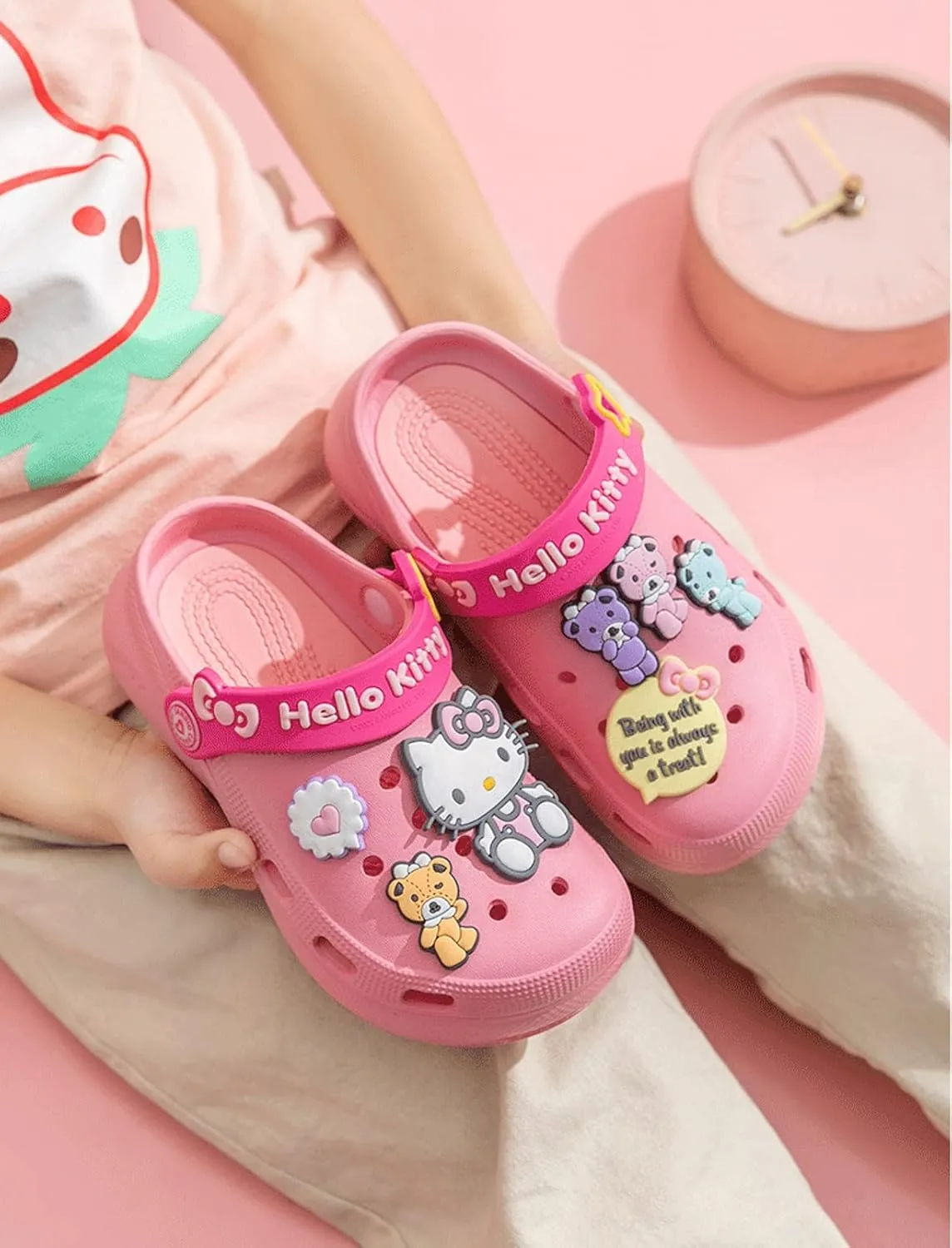 Hello Kitty Bears Clogs Slip on Water Shoes Casual Summer for Girls Toddlers Kids Children