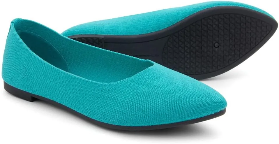 Herstyle Women's Flats – Dressy Pointed Toe Knit Ballet Flat Shoes with Memory Foam | Slip-On, Foldable & Comfortable for Work, Office, Party & Travel (2025 Trend)