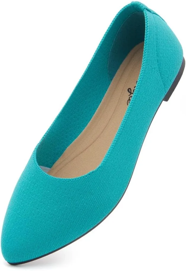 Herstyle Women's Flats – Dressy Pointed Toe Knit Ballet Flat Shoes with Memory Foam | Slip-On, Foldable & Comfortable for Work, Office, Party & Travel (2025 Trend)