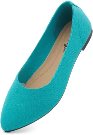 Herstyle Women's Flats – Dressy Pointed Toe Knit Ballet Flat Shoes with Memory Foam | Slip-On, Foldable & Comfortable for Work, Office, Party & Travel (2025 Trend)