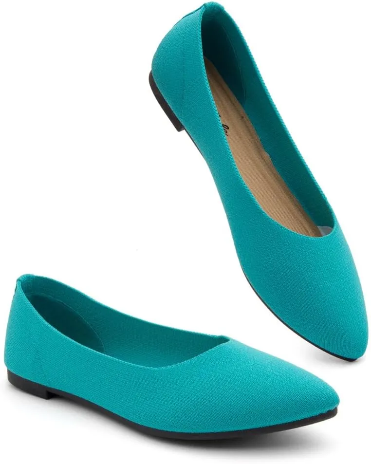 Herstyle Women's Flats – Dressy Pointed Toe Knit Ballet Flat Shoes with Memory Foam | Slip-On, Foldable & Comfortable for Work, Office, Party & Travel (2025 Trend)