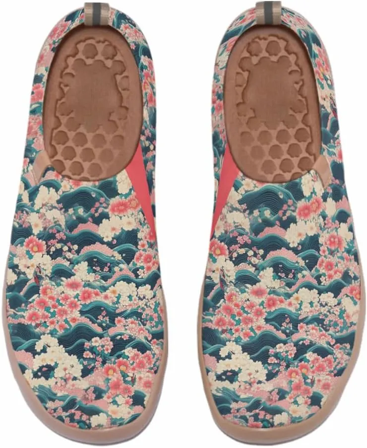 Hetios Women's Travel Footwear Knit Mesh Artistic Slip On Shoes Lightweight Comfortable Casual Loafers