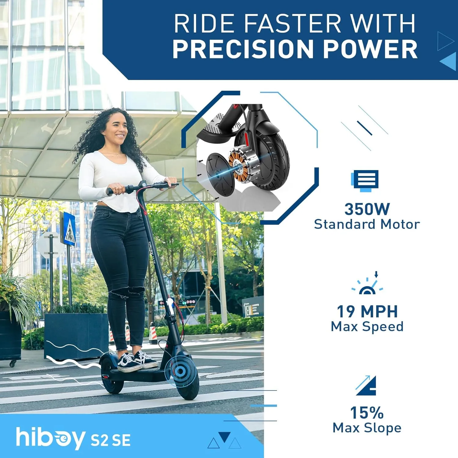 Hiboy Electric Scooter, Powerful 350W-500W Motor, 10" Tires, 19 MPH Top Speed, Long Range 17–25 Miles, Foldable Commuter Electric Scooter for Adults with Dual Braking System
