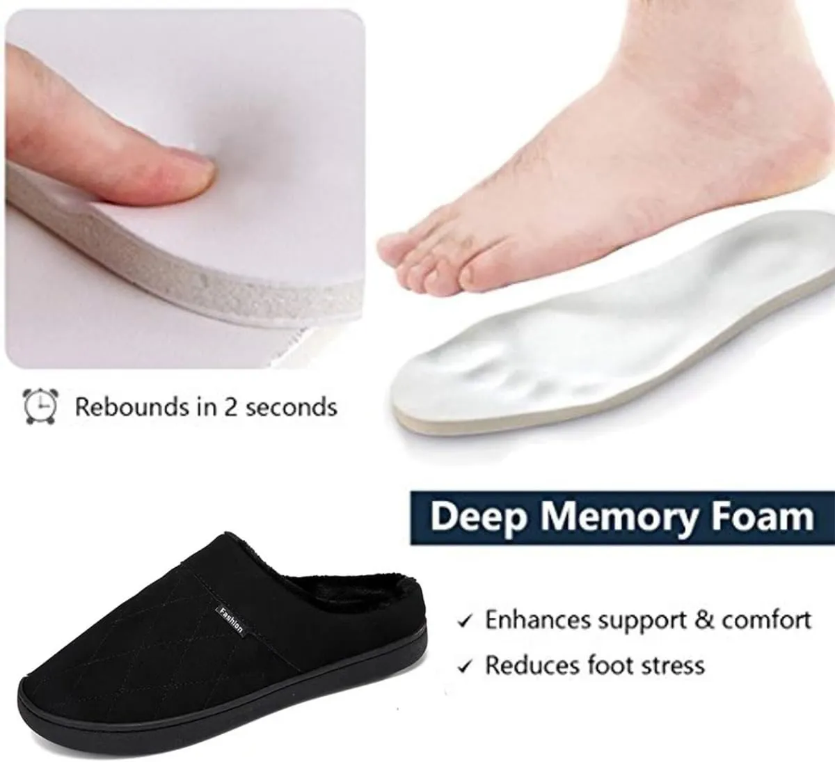 High-Density Mens Clog Slippers Two-Tone Cotton-Blen, Memory Foam bottom Warm House Slippers Suitable for Walking in the Park and Relaxing at Home.