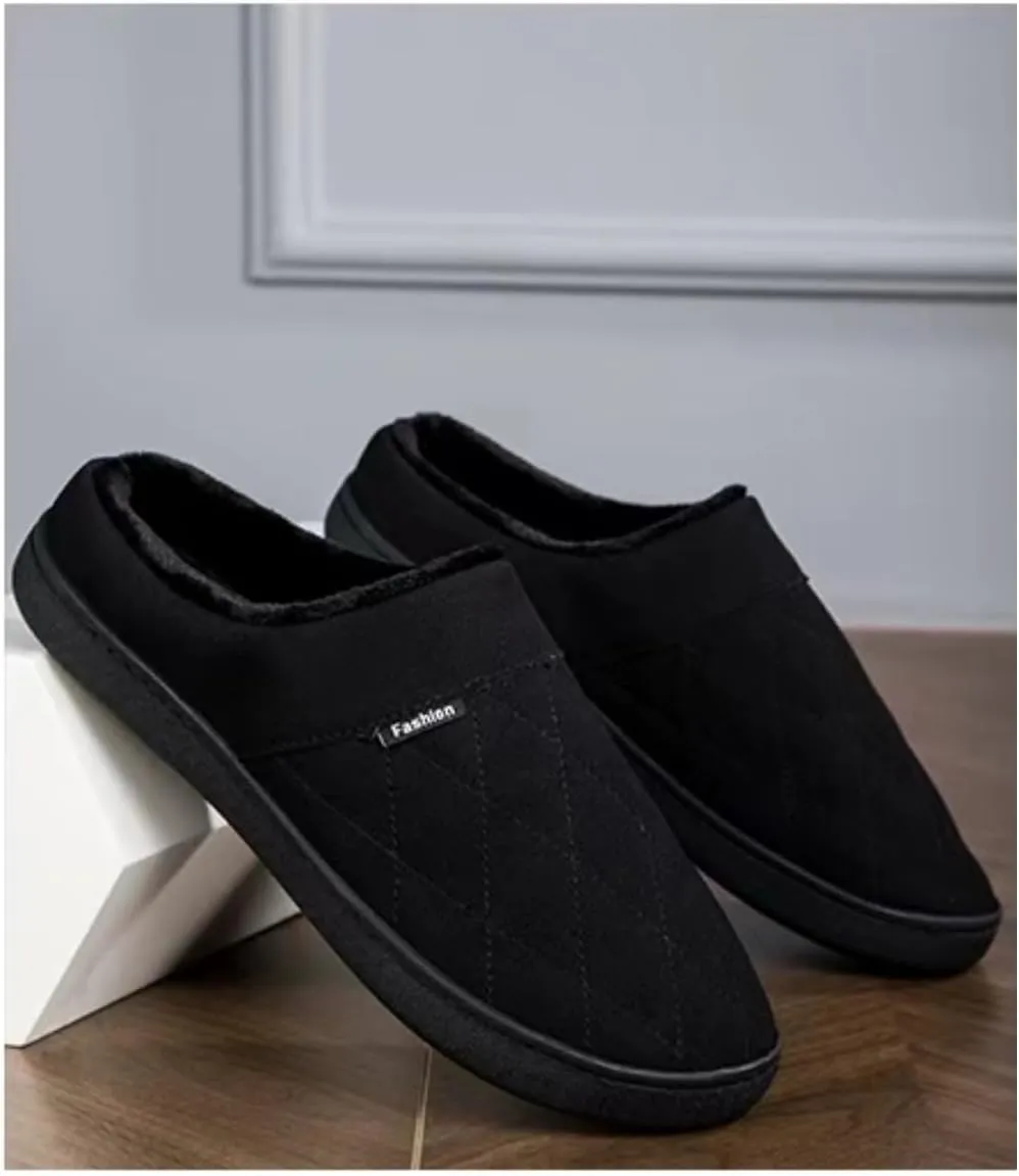 High-Density Mens Clog Slippers Two-Tone Cotton-Blen, Memory Foam bottom Warm House Slippers Suitable for Walking in the Park and Relaxing at Home.