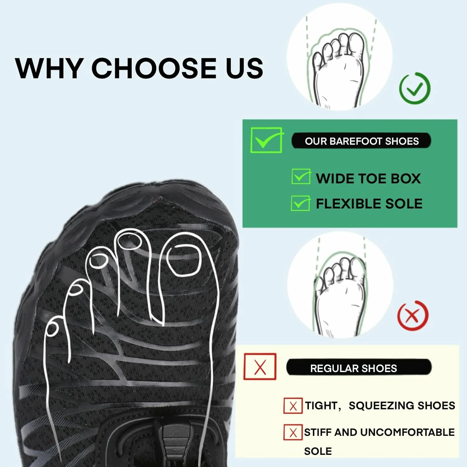 Hike Barefoot Shoes for Women & Men, Pro Hiking & Walking Shoes with Wide Toe Box, Non-Slip, Lightweight & Breathable