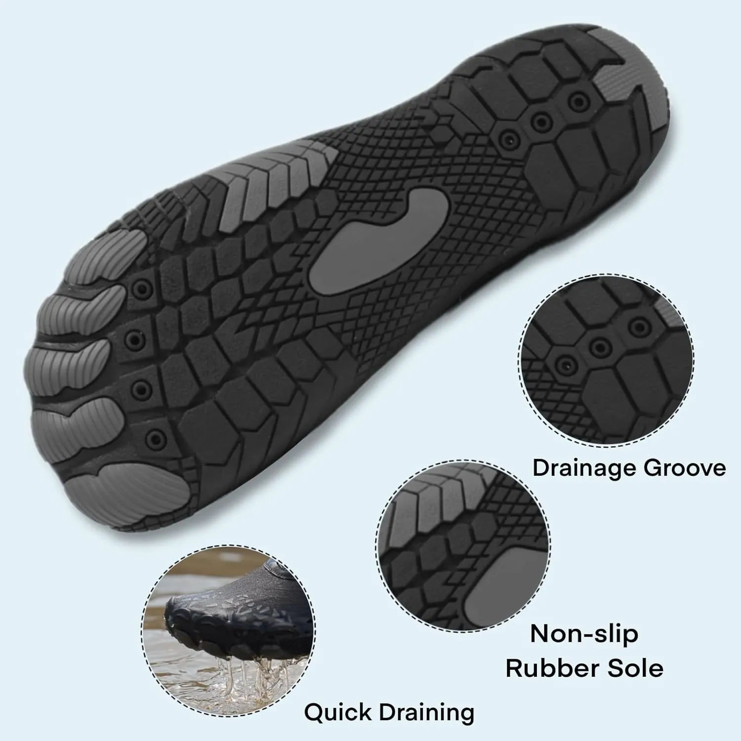 Hike Barefoot Water Shoes for Women Men, Barefoot Shoes with Wide Toe Box, Non-Slip & Quick Dry Breathable Aqua Socks for Beach Pool Aqua Swim Surf Hiking Walking Shoes