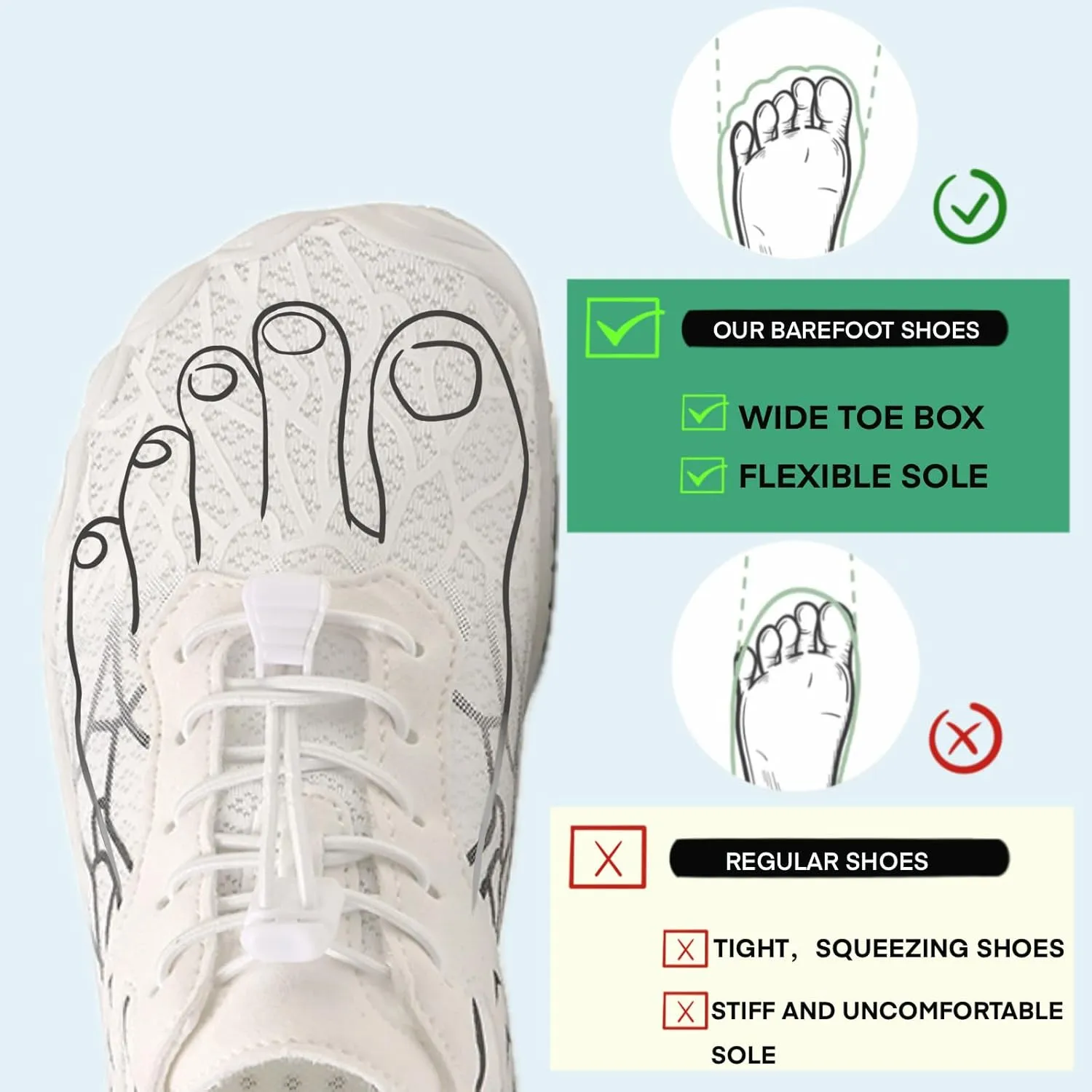 Hike Barefoot Water Shoes for Women Men, Barefoot Shoes with Wide Toe Box, Non-Slip & Quick Dry Breathable Aqua Socks for Beach Pool Aqua Swim Surf Hiking Walking Shoes