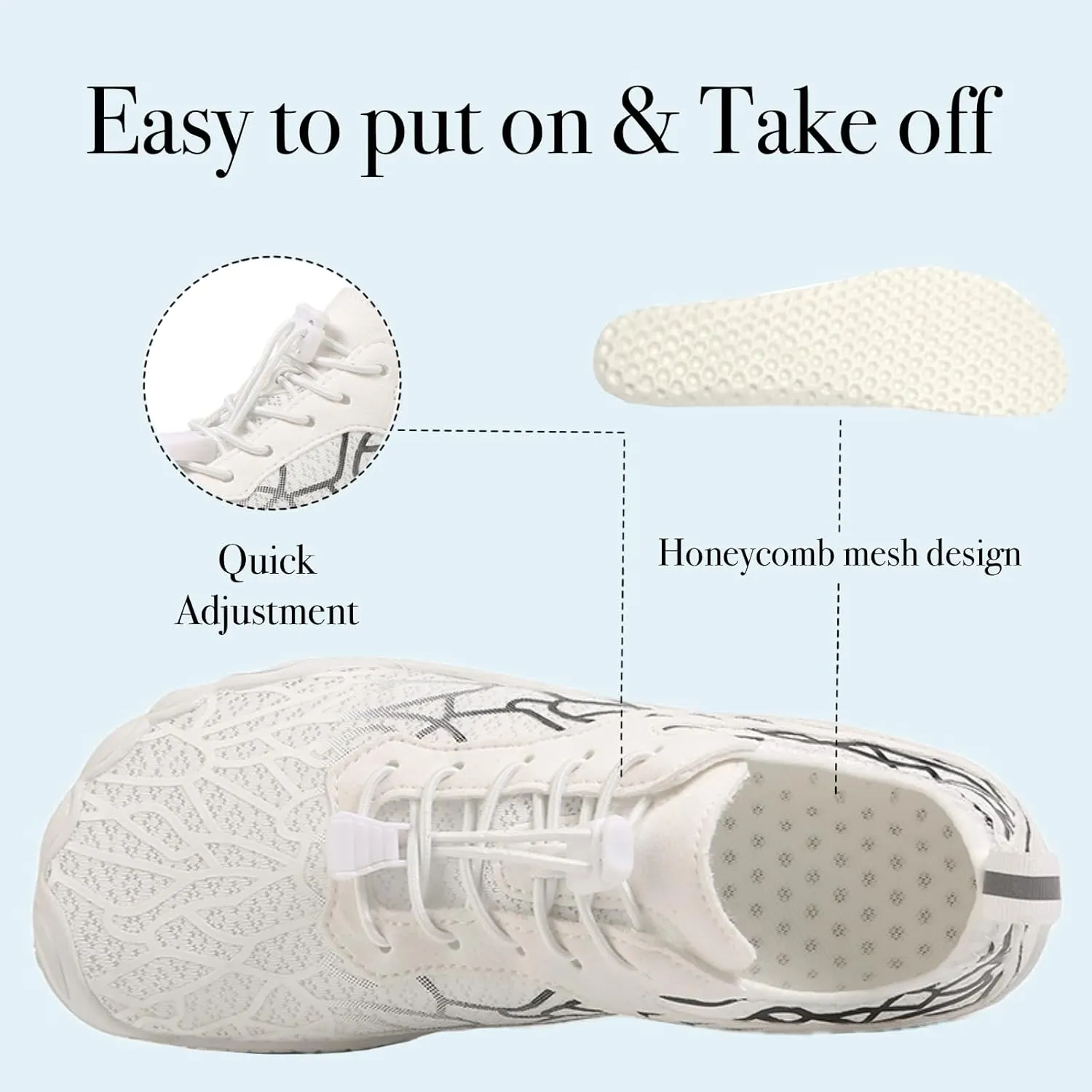 Hike Barefoot Water Shoes for Women Men, Barefoot Shoes with Wide Toe Box, Non-Slip & Quick Dry Breathable Aqua Socks for Beach Pool Aqua Swim Surf Hiking Walking Shoes