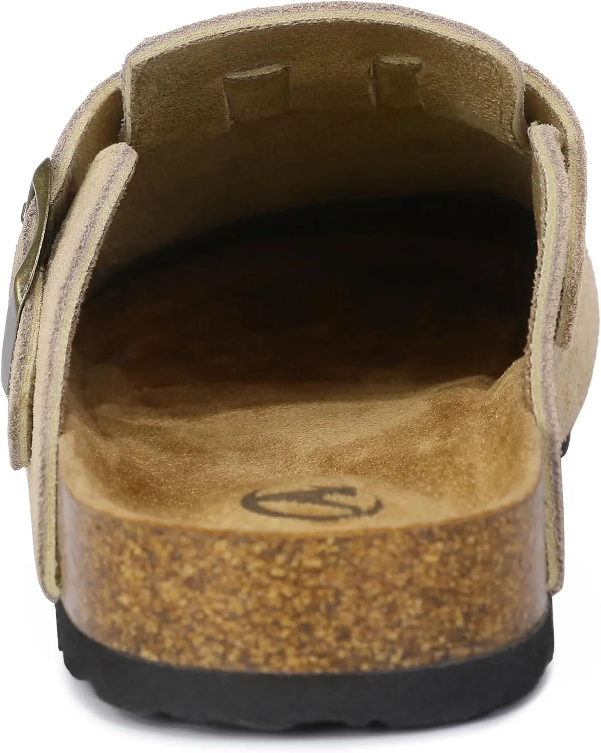 HOMETRUE Mens Suede Clogs Slippers Sandals with Cushioned Cork-Footbed