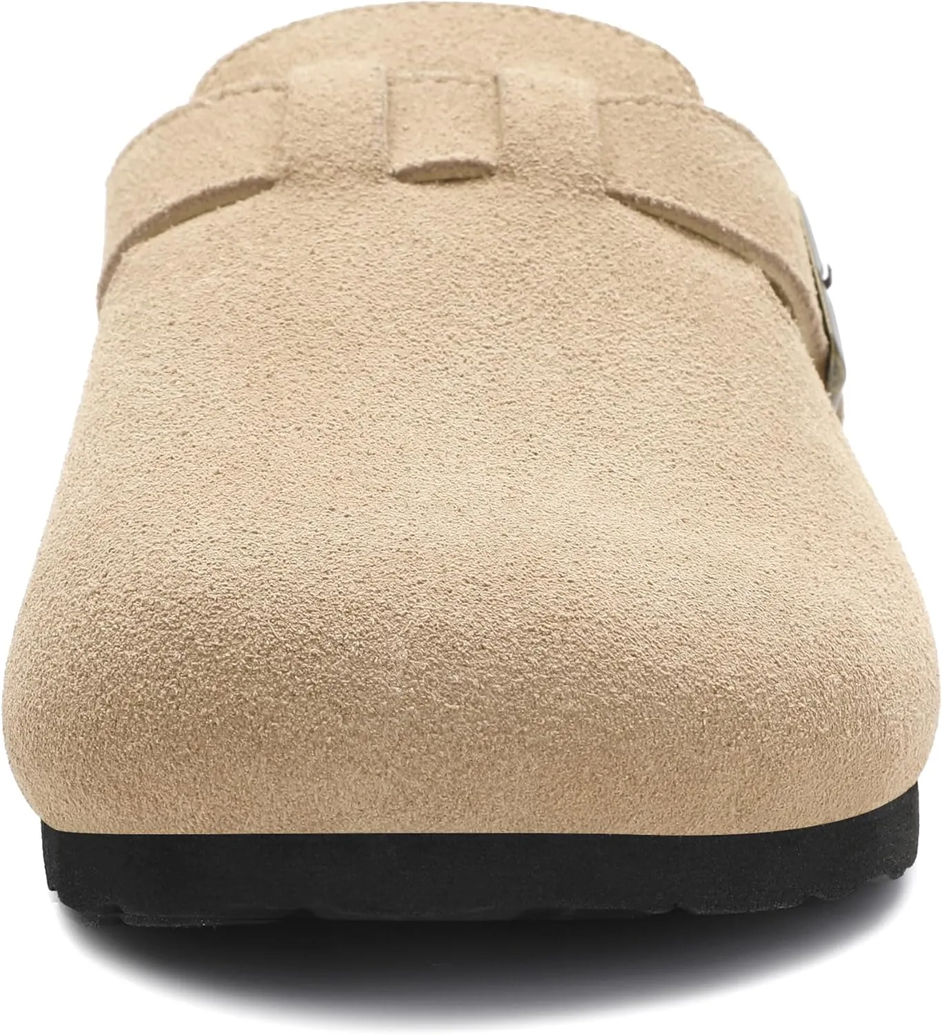HOMETRUE Mens Suede Clogs Slippers Sandals with Cushioned Cork-Footbed