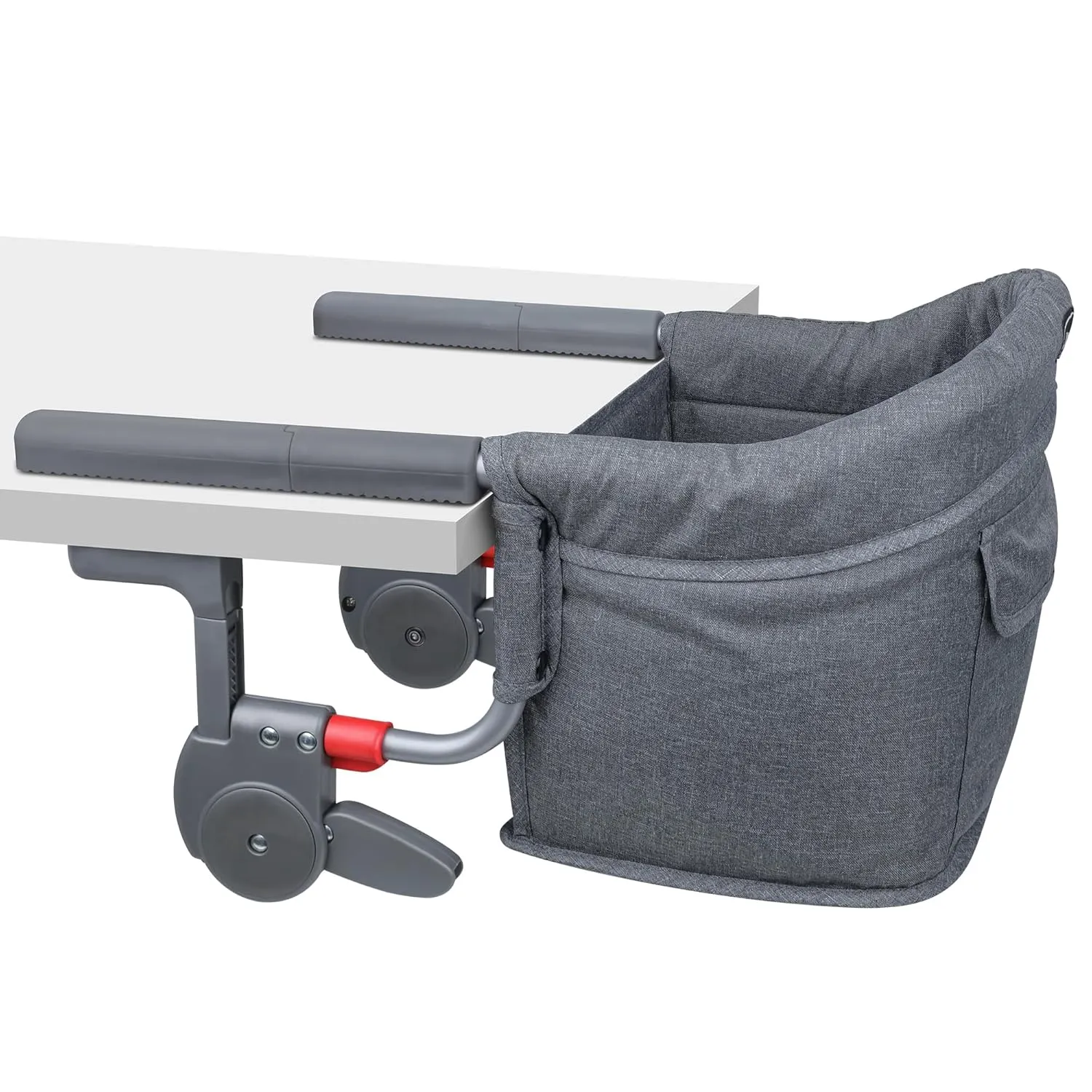 Hook On High Chair: Portable Fast Table Chair with Storage Bag, Clip on High Chairs for Babies and Toddlers, Foldable Baby Feeding Chair with Removable Seat for Home and Travel -Grey