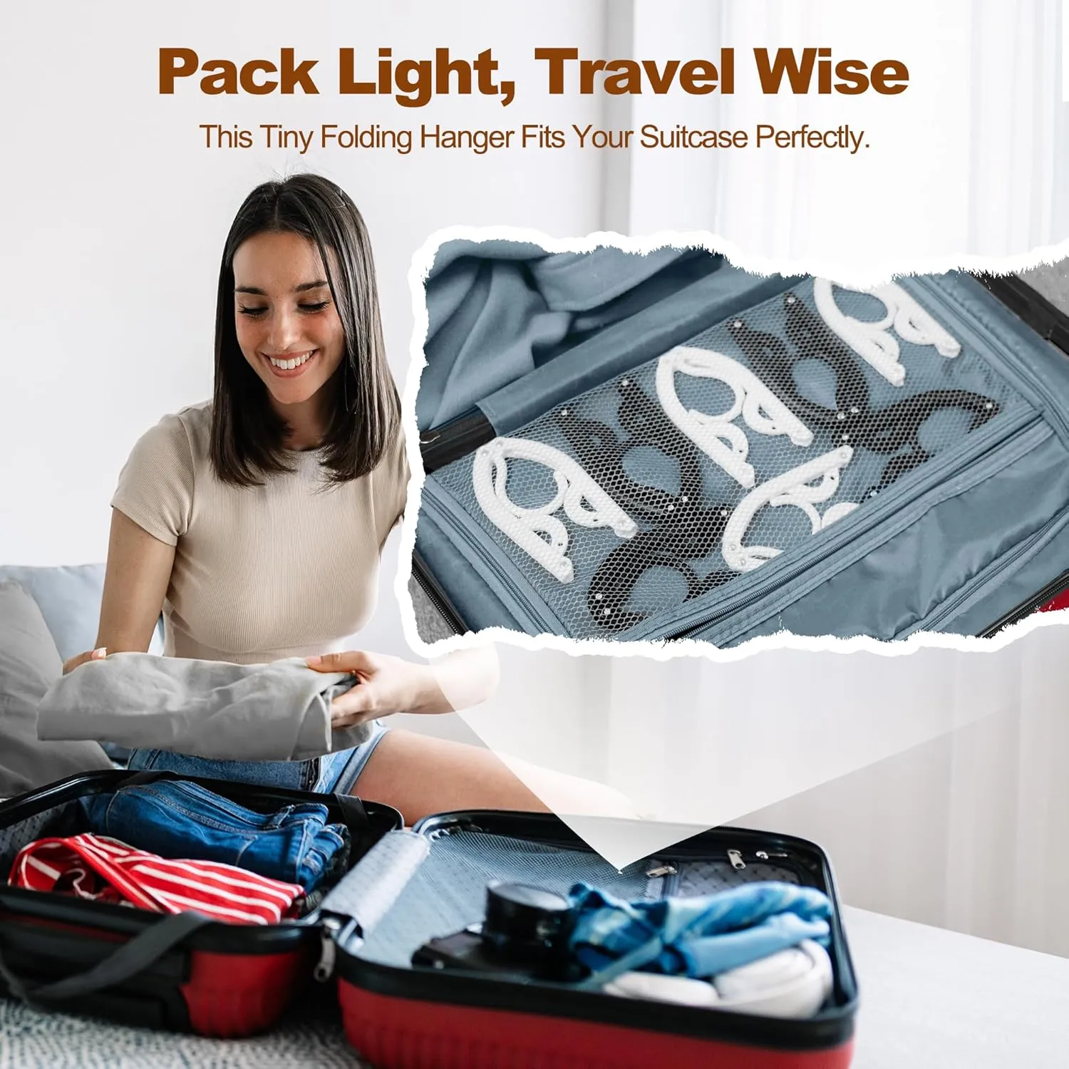 HOUSE DAY Foldable Travel Hangers 10 Pack w/10 Clips, Cruise Essentials 2025, Portable Hangers Collapsible Hanger Plastic, Travel Must Haves for Suitcase, Hotel, RV, Road Trip, Flying, Camping-Black