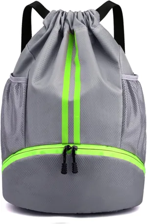 HUA ANGEL Waterproof Drawstring Backpack Lightweight Nylon Gym Bag with Shoe Compartment for Travel Swimming Sports Outdoor