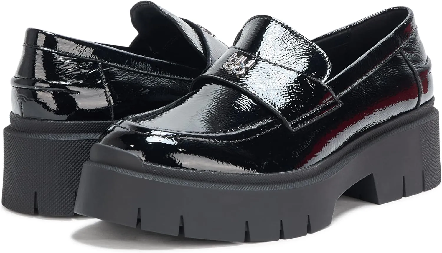 HUGO Women's Kris Chunky Platform Leather Loafer