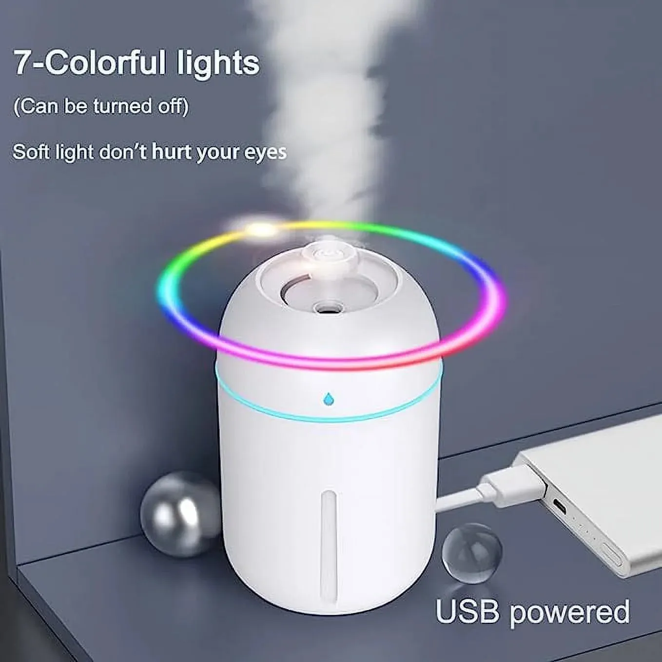Humidifier Enhanced Car for Night Mini Humidifier Travel 300Ml Plants Color Air with Bedroom Portable Humidifier, 7 Baby, Site-wide sale Mist Diffuser Cool Office, Desk Small Humidifiers for Lights